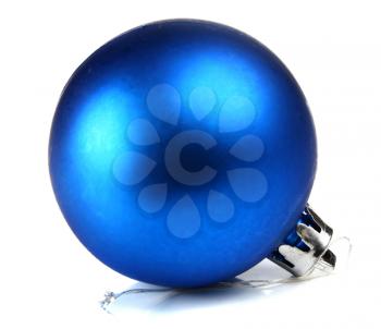 blue ball decoration for a ?hristmas tree isolated on white background