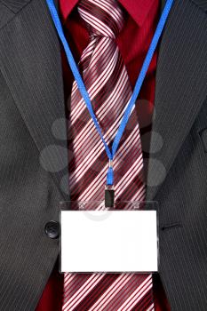 card empty ID badge on man suit