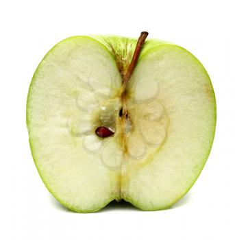 green apple is in a cut isolated on white background