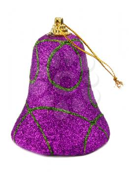 violet handbell decoration for a new-year tree isolated on white background