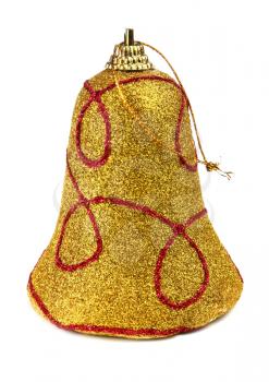 yellow handbell decoration for a new-year tree isolated on white background