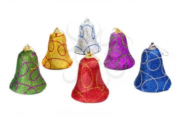colors handbell decoration for a new-year tree isolated on white background