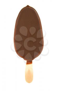 ice cream with chocolate a stick isolated on white background
