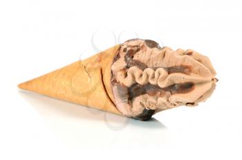 ice cream in waffle cone isolated on white background
