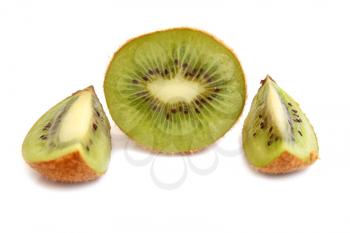 ripe green kiwi isolated on white background