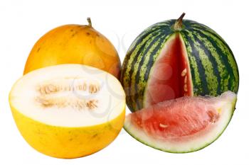 watermelon and melon isolated on white background