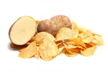snack chips potato  isolated on white background