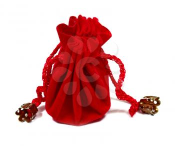 red sac for a gift isolated on white background