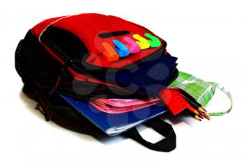 school backpack isolated on white background