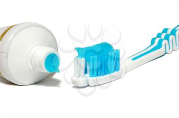 tooth-paste and brush  isolated on the white background