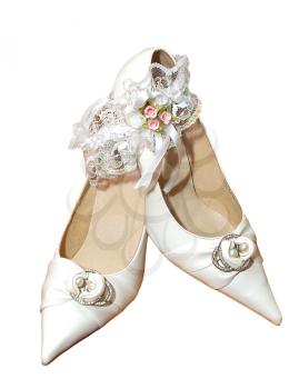 white shoes for bride and garter