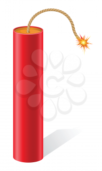 explosive dynamite with a burning fuse vector illustration isolated on white background