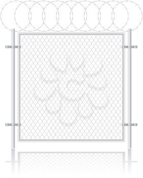 fence made ​​of wire mesh vector illustration isolated on white background
