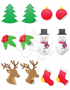 icons labels for christmas and new year vector illustration isolated on white background