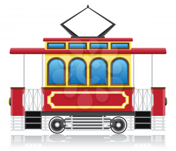 old retro tram vector illustration isolated on white background