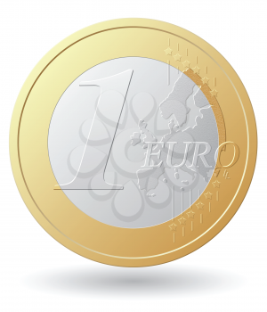 one euro coin vector illustration isolated on white background