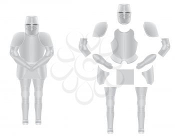 knight armor disassembled vector illustration isolated on background