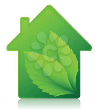 Royalty Free Clipart Image of a House With Leaves