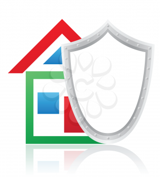 Royalty Free Clipart Image of a House and Shield