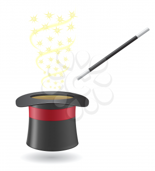 Royalty Free Clipart Image of a Hat and Wand
