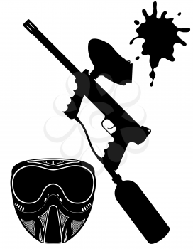 Royalty Free Clipart Image of a Paintball Set in Silhouette