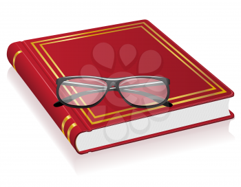 red book and glasses vector illustration isolated on white background