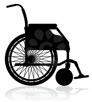 wheelchair black silhouette vector illustration isolated on white background