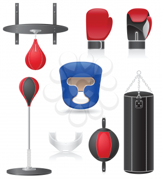 set icons of equipment for boxing vector illustration isolated on white background