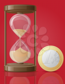Royalty Free Clipart Image of an Hourglass and a Euro