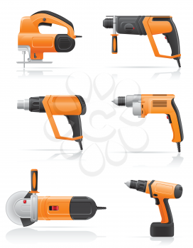 Royalty Free Clipart Image of a Set of Electric Tools