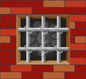 prison bars on brick wall vector illustration