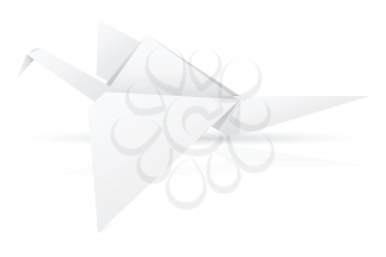 origami paper stork vector illustration isolated on white background