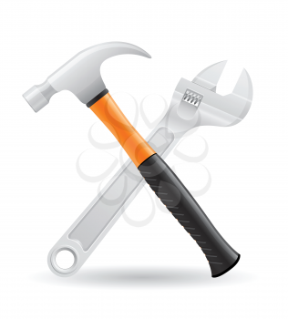 tools hammer and screw wrench icons vector illustration isolated on white background