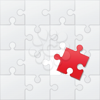 square puzzle red and white vector illustration