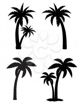 palm tropical tree set icons black silhouette vector illustration isolated on white background