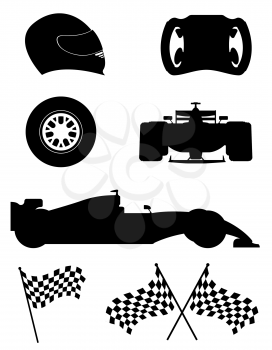 black silhouette set racing icons vector illustration isolated on white background