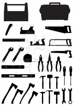 black silhouette set tools icons vector illustration isolated on white background