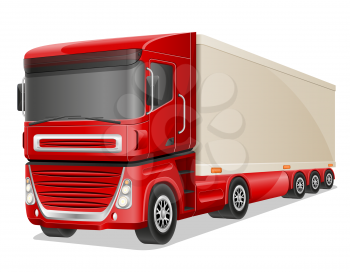 big red truck vector illustration isolated on white background