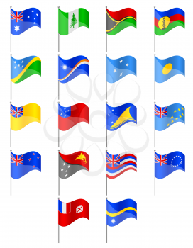 flags of Oceania countries vector illustration isolated on white background