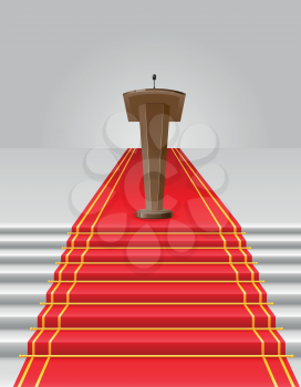red carpet to tribune on stairs vector illustration isolated on white background