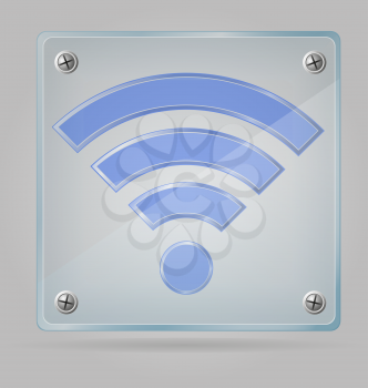 transparent sign wi fi on the plate vector illustration isolated on gray background