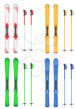 set icons skis mountain vector illustration isolated on gray background