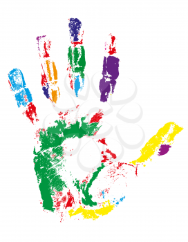 handprint of different colors vector illustration isolated on gray background