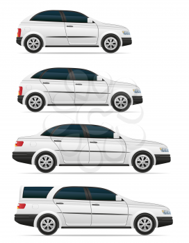 set icons passenger cars with different bodies vector illustration isolated on white background