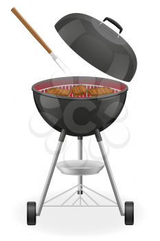 outdoor grill for a barbecue with grilled steak vector illustration isolated on white background