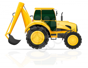 tractor with a bucket behind vector illustration isolated on white background