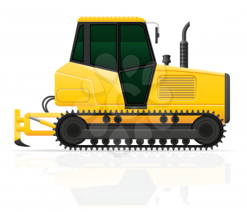 caterpillar tractor with plow vector illustration isolated on white background