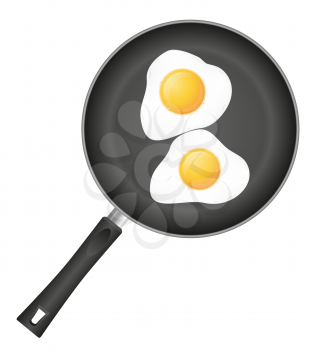 fried eggs in a frying pan vector illustration isolated on white background