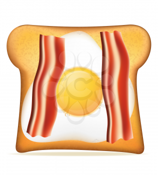 toast with bacon and egg vector illustration isolated on white background