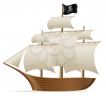 pirate ship vector illustration isolated on white background